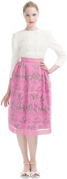 Honor Ss Pink Neon Orchid Print Micro Sparkle Trim Skirt - Lyst