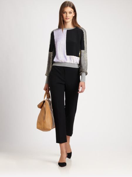 3.1 Phillip Lim Sequined Silk Top in Purple (black) - Lyst