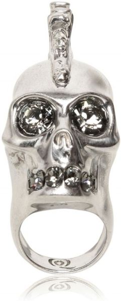 Alexander Mcqueen Punk Skull with Swarovski Ring in Silver - Lyst
