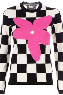 Comme Des Garçons Checkered Flower Printed Sweater - Lyst