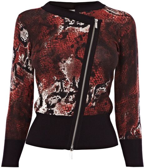 Karen Millen Snake Print Cardigan in Brown (multi-coloured) - Lyst