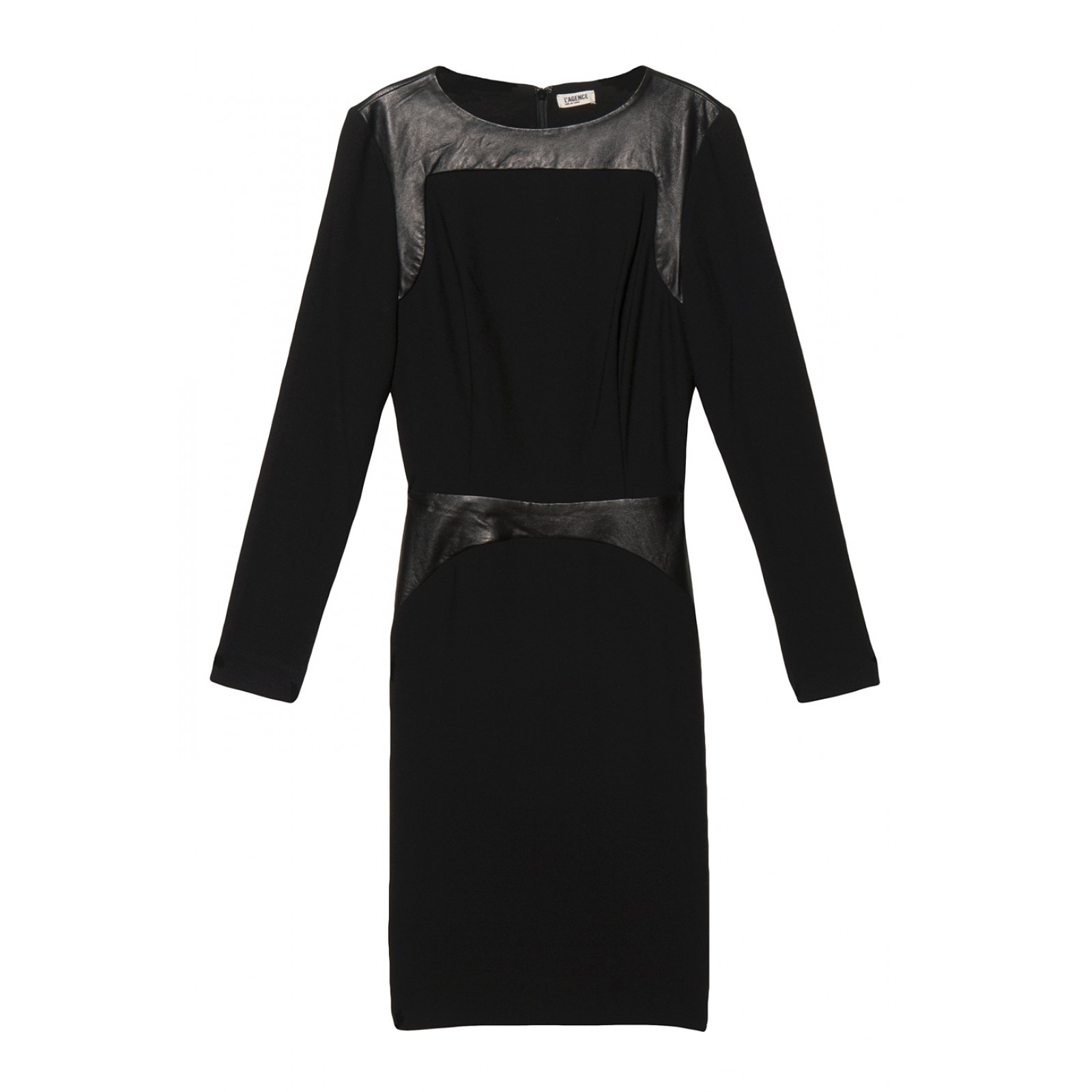 L agence Leather Insert Dress In Black Lyst l-agence-leather-insert-dress-in-black-lyst