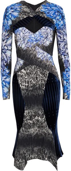 Peter Pilotto Cutout Paneled Dress in Blue - Lyst