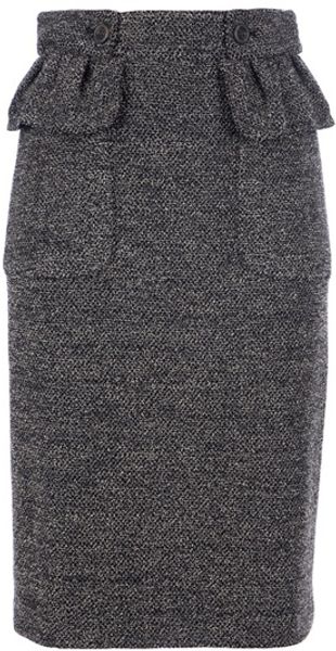 Burberry Prorsum Tweed Pencil Skirt in Brown - Lyst