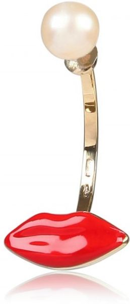 Delfina Delettrez Red Mouth and Pearl Earrings - Lyst