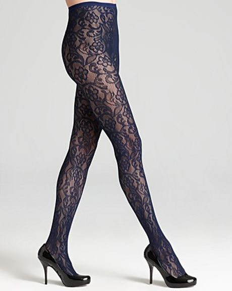 Dkny Tights All Over Lace Net 0b562 In Black (black Juniper) | Lyst