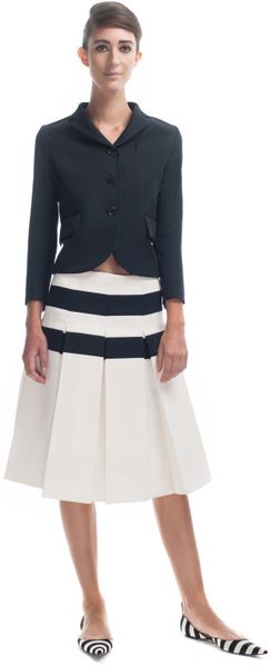 Marc Jacobs Techno Twill Horizontal Stripe Pleated Skirt - Lyst