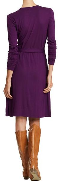 Old Navy Long-sleeved Wrap Dresses in Purple (plummy mummy)
