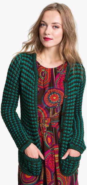 Trina Turk Archibald Cardigan in Green (jewel teal) - Lyst