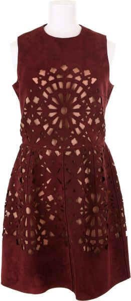 Carven Dress in Cutout Burgundy Suede - Lyst