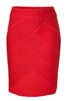 Catherine Malandrino Flame Red Cross Pleated Skirt - Lyst