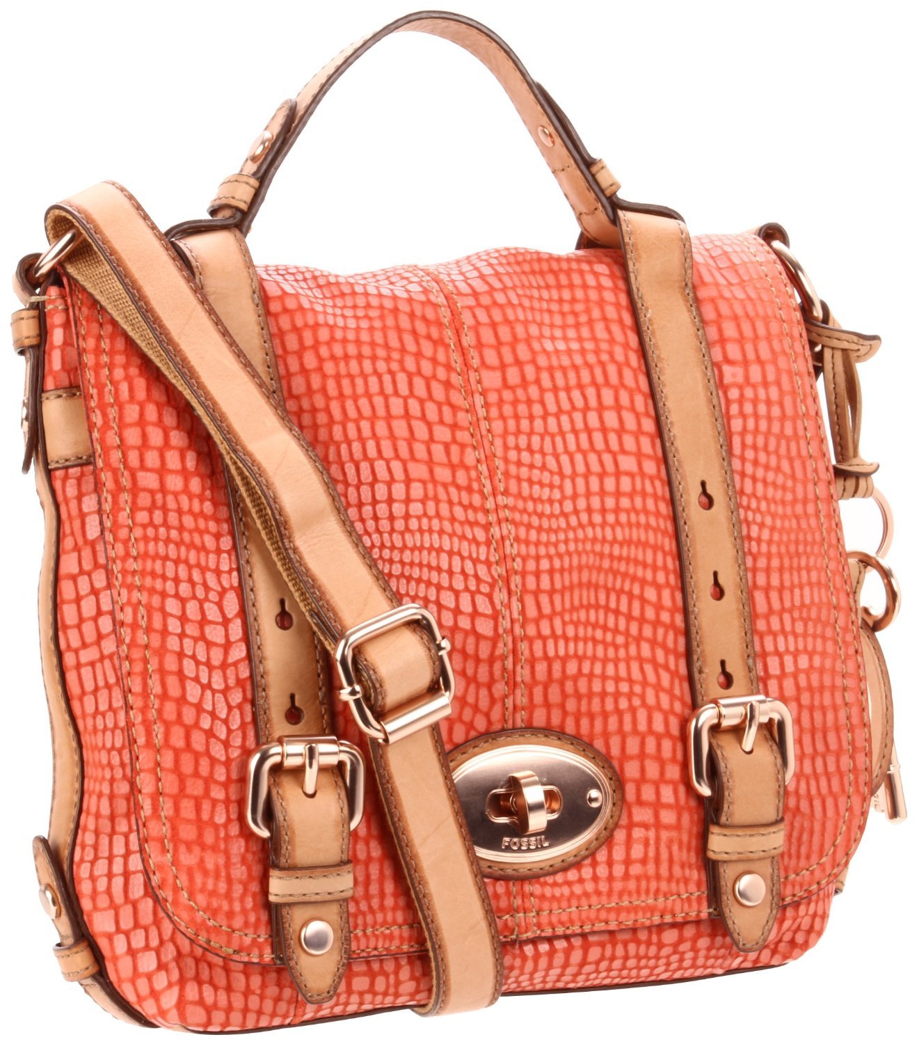 embossed fossil bag