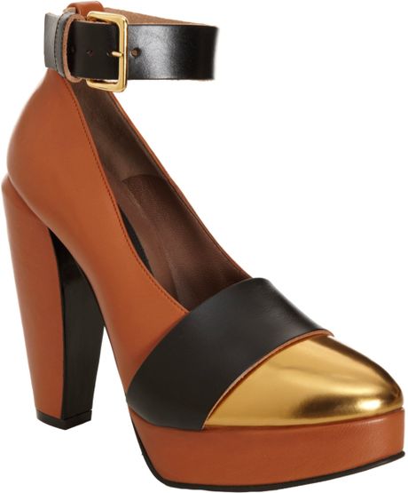 Marni Cap Toe Platform Pump in Brown (sandy) - Lyst