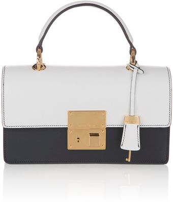 Michael Kors Accessories Ss Navy and White Middleton East West Flap Stripe Bag - Lyst