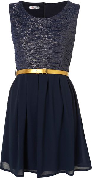 Topshop Glitter Crinkle Dress By Wal G in Blue (navy blue) - Lyst