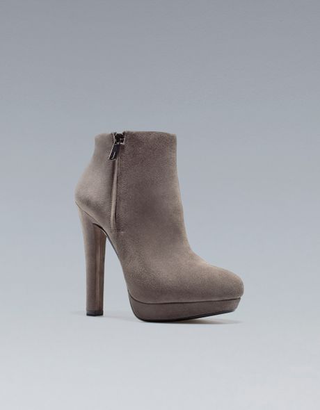 grey ankle boots with heel
