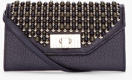 Chloé Black Beaded Sally Clutch in Black - Lyst