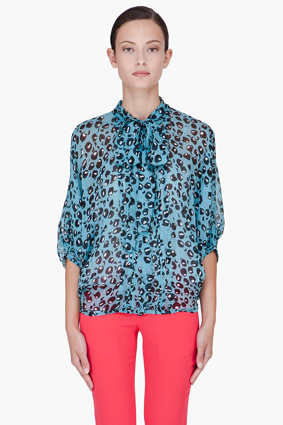 Diane Von Furstenberg Turquoise Silk Joanne Blouse in Blue (turquoise