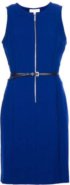 Michael Kors Belted Dress in Blue - Lyst