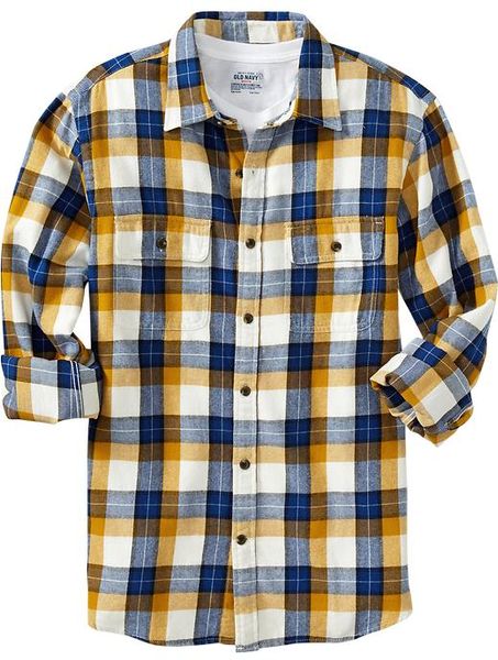 Old Navy Patterned Flannel Shirt in Yellow for Men (blueyellow plaid ...