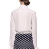 Oscar De La Renta Long Sleeve Tie Blouse in Beige (ivory) - Lyst