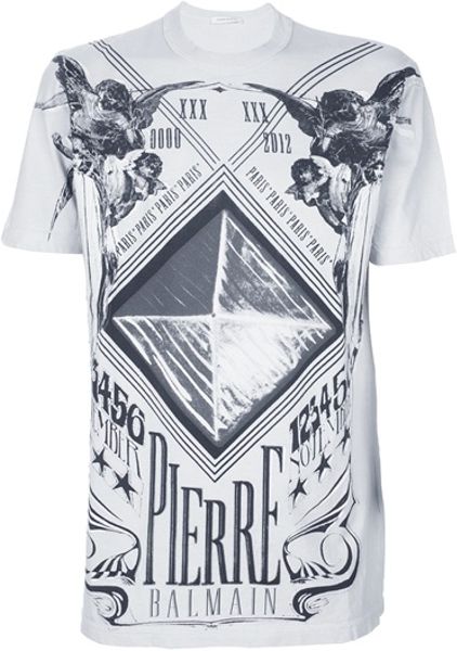 Pierre Balmain Printed TShirt in White for Men - Lyst