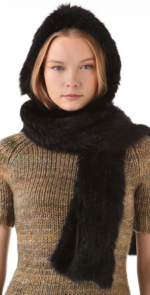 Rachel Zoe Rabbit Fur Hooded Scarf - Lyst