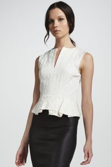 Robert Rodriguez Eyelet Peplum Top - Lyst