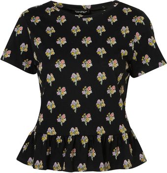 Topshop Floral Peplum Tee - Lyst