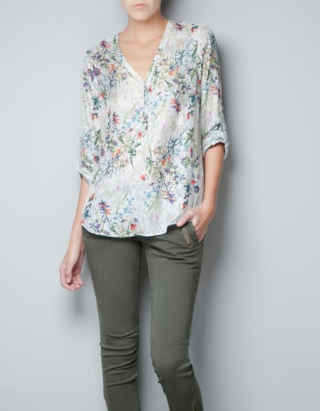 zara floral printed top