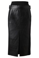 Alexander Wang Stretch Crepe and Leather Pencil Skirt