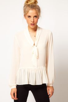 ASOS Collection Asos Blouse with Drop Pussybow and Peplum - Lyst