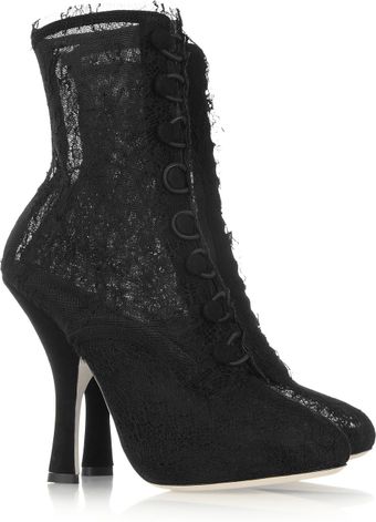 Dolce & Gabbana Lace Calf Boots - Lyst