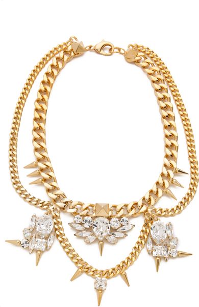Fallon Jewelry Classique Crystal Necklace in White (gold) - Lyst