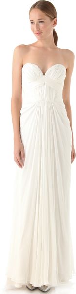 J. Mendel Strapless Pleated Gown - Lyst