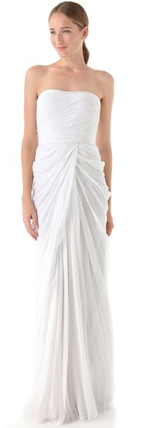 J. Mendel Strapless Draped Gown - Lyst