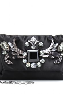 Lanvin Crystal Bead Embellished Satin Clutch - Lyst