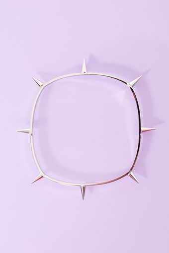 Nasty Gal Squared Spike Bangle Silver - Lyst