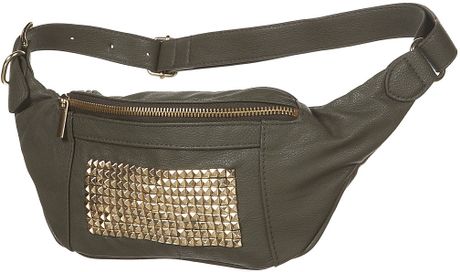 Topshop Studded Bumbag in Green (khaki) | Lyst