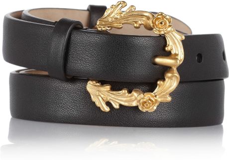 Dolce & Gabbana Engravedbuckle Leather Belt in Black - Lyst