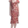 Zac Posen Hibiscus Printed Chiffon Cocktail Dress in Red (hibiscus print) - Lyst