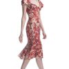 Zac Posen Hibiscus Printed Chiffon Cocktail Dress in Red (hibiscus print) - Lyst