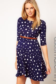 Asos Maternity Spot Skater Dress with Belt - Lyst
