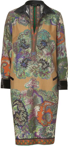 Etro Blackmossmulti Wool Dress - Lyst
