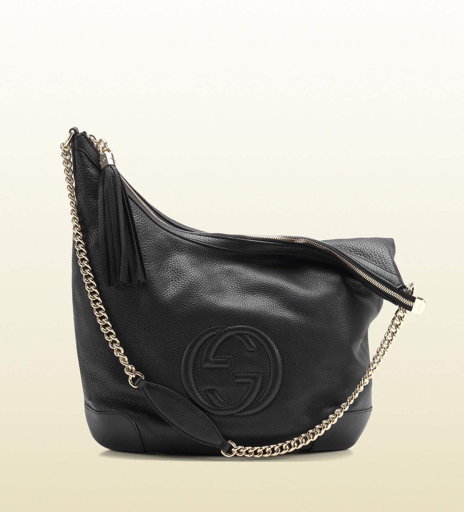 Gucci Soho Black Leather Shoulder Bag with Chain Strap in Black | Lyst
