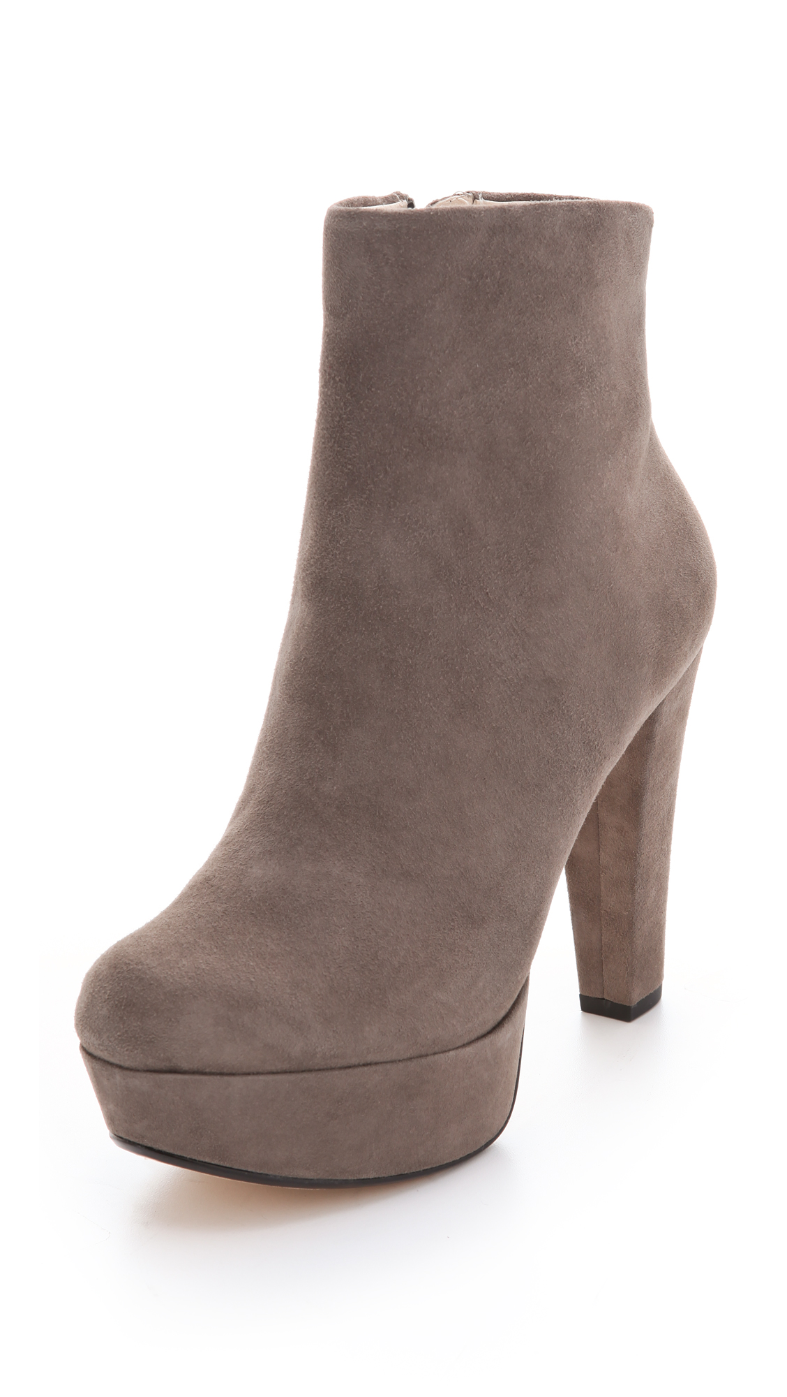 gray platform booties
