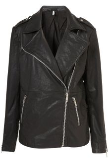 Topshop Oversized Leather Biker Jacket - Lyst