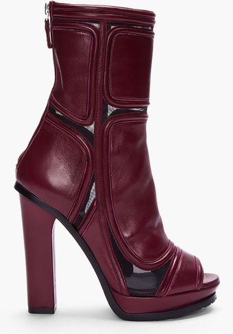 Versus  Burgundy Paneled Leather Ankle Boots - Lyst