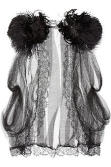 Alberta Ferretti Featherembellished Silk Tulle Top - Lyst