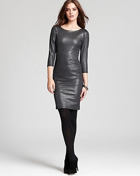 Alice + Olivia Dress Charnele Open Mesh Back in Gray (grey silver) - Lyst